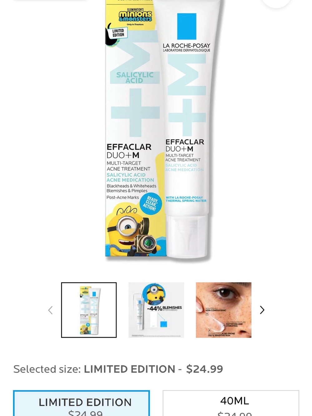 New La Roche-Posay Effaclar Duo+M Acne Treatment – Yellow Minions Edition